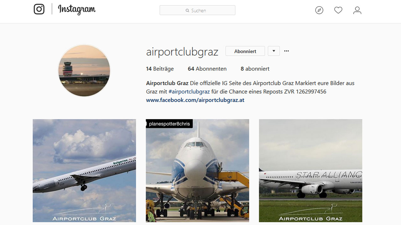 Wir auf Instagram Airportclub Graz