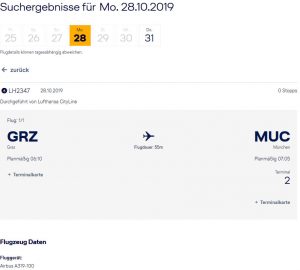 Screenshot © Lufthansa Webseite