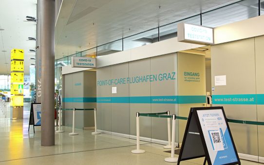 Kostenfreie Antigentests am Flughafen Graz