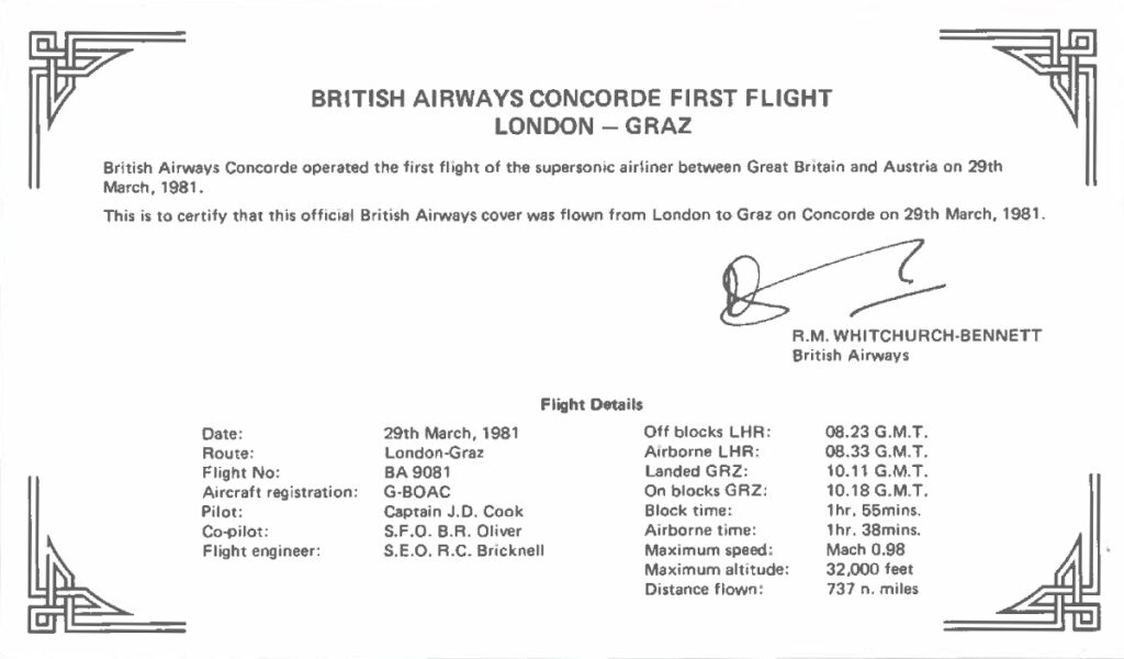 Concorde Erstflug London Graz