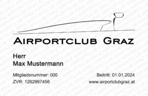 Aiportclub Graz Mitgliedsausweis