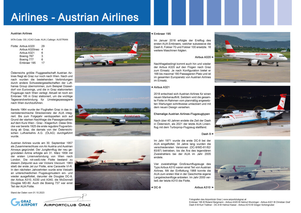 Infotafel Austrian Airlines