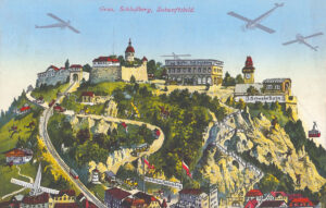 Postkarte Graz Schlossberg Zukunftsbild 1940